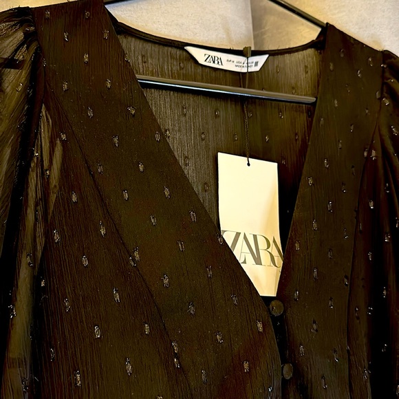 Zara Short Black Dress Sparkly Teardrops - Picture 2 of 5